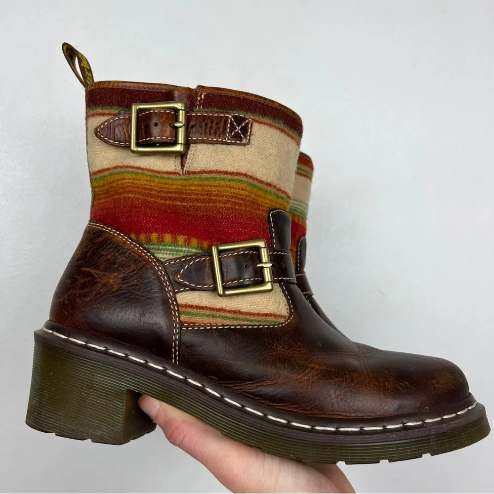 Dr Martens x Pendleton RARE Wool Tapestry Panel Leather Boots - Picture 7 of 9
